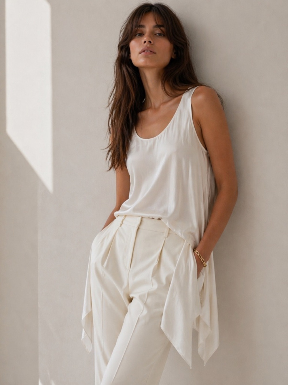 ST. JOHN 100% Silk Asymmetrical Blouse